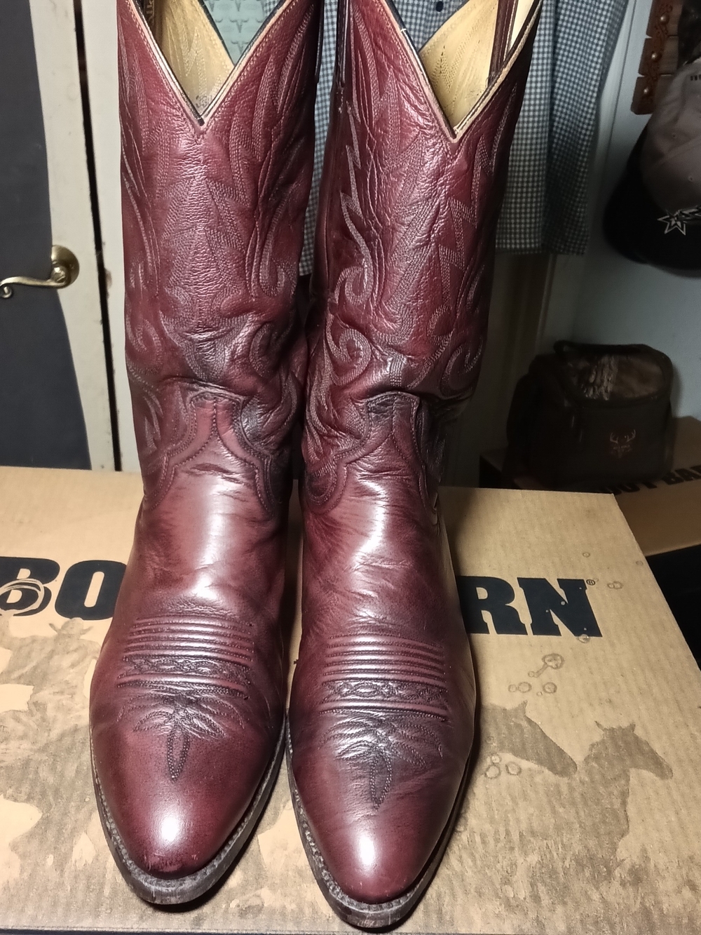 Dan Post Burgundy Leather Western Cowboy Boots